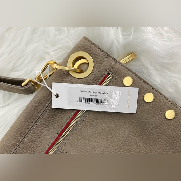 Hammitt Montana Rev Large Pebbled Leather Natural Grey w/ Goldtone Hardware NEW - Picture 6 of 6